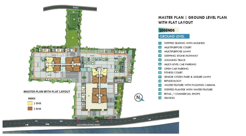 merlin skygaze 2 and 3 bhk premium apartment southern bypass master plan