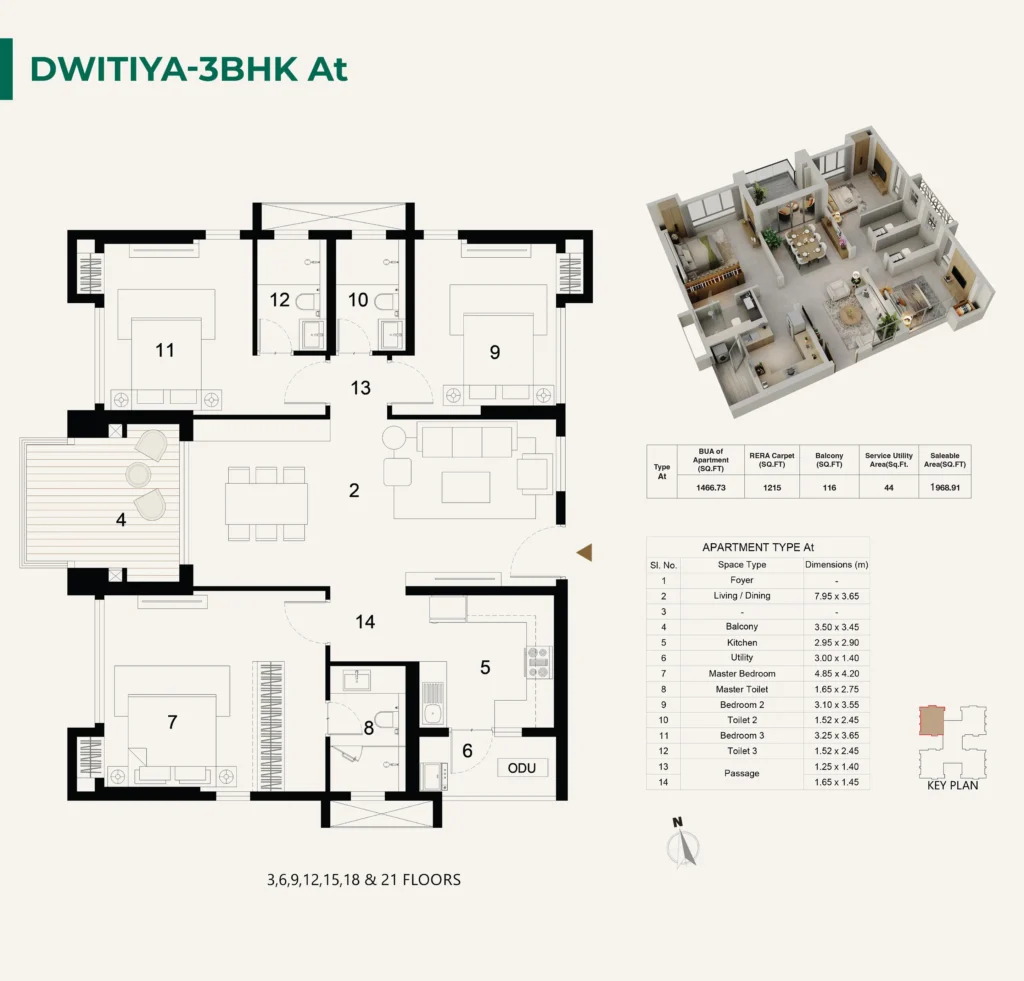 ambuja utpalaa anandapur floor plan 3 bhk