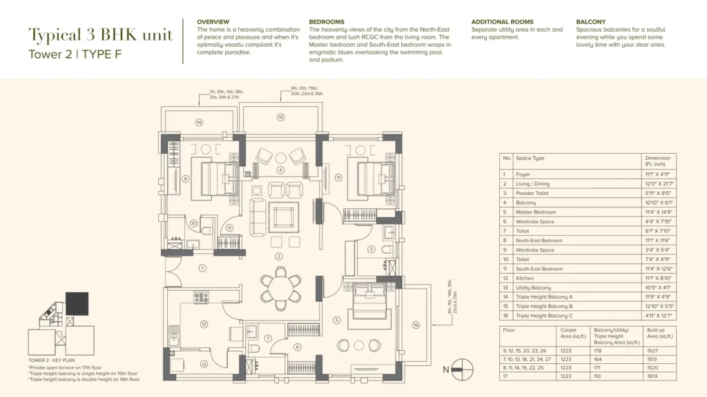 belani sanctuary tollygunge 3bhk floor plan