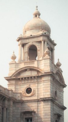 Architectural detail of Victoria Memorial in Kolkata showcasing colonial design.